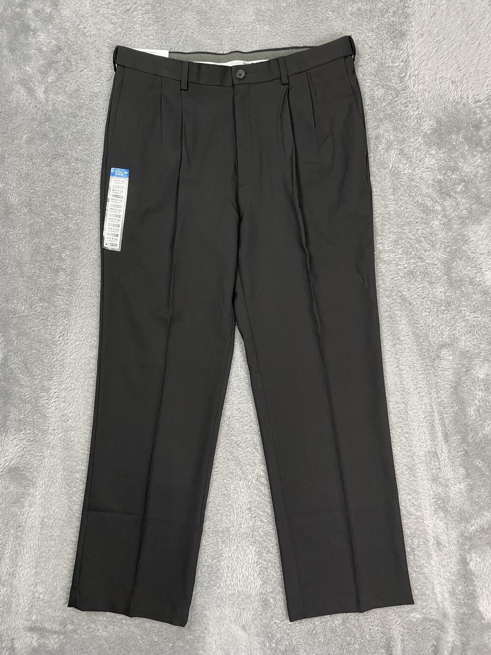 Haggar Cool 18 Pro Dress Pants Mens 38x32 Black Classic Fit Stretch No Iron